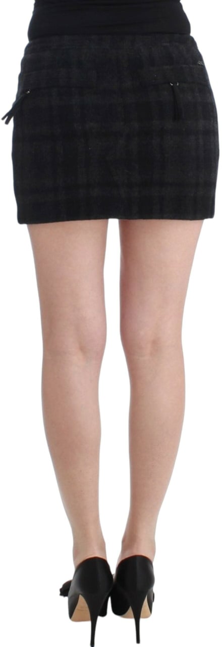 Costume National Gray checkered mini skirt Grijs