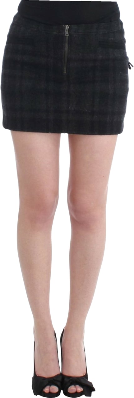 Costume National Gray checkered mini skirt Grijs