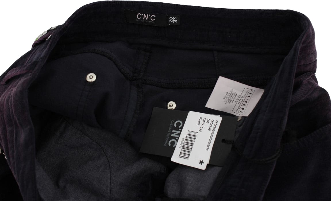 Costume National Purple Cropped Corduroys Jeans Paars