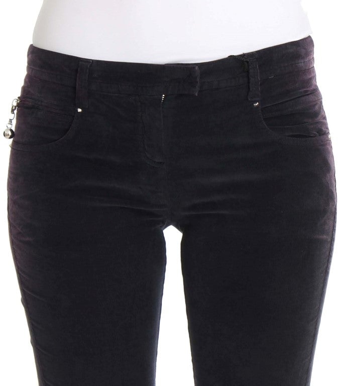 Costume National Purple Cropped Corduroys Jeans Paars