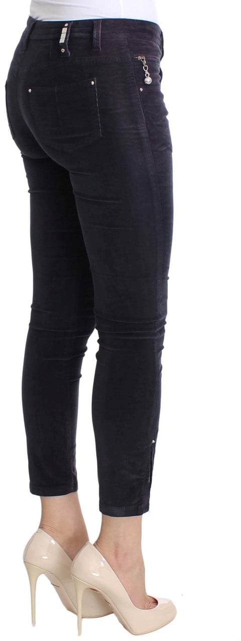 Costume National Purple Cropped Corduroys Jeans Paars
