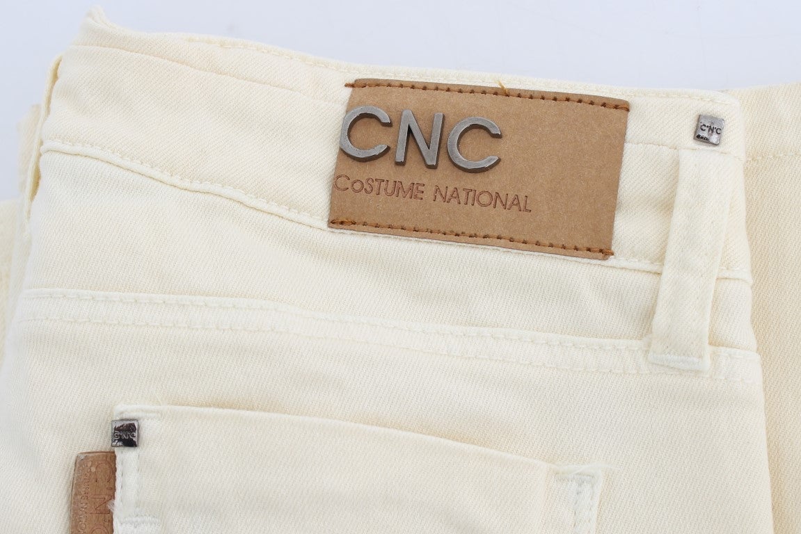 Costume National White Cotton Stretch Flare Jeans Wit