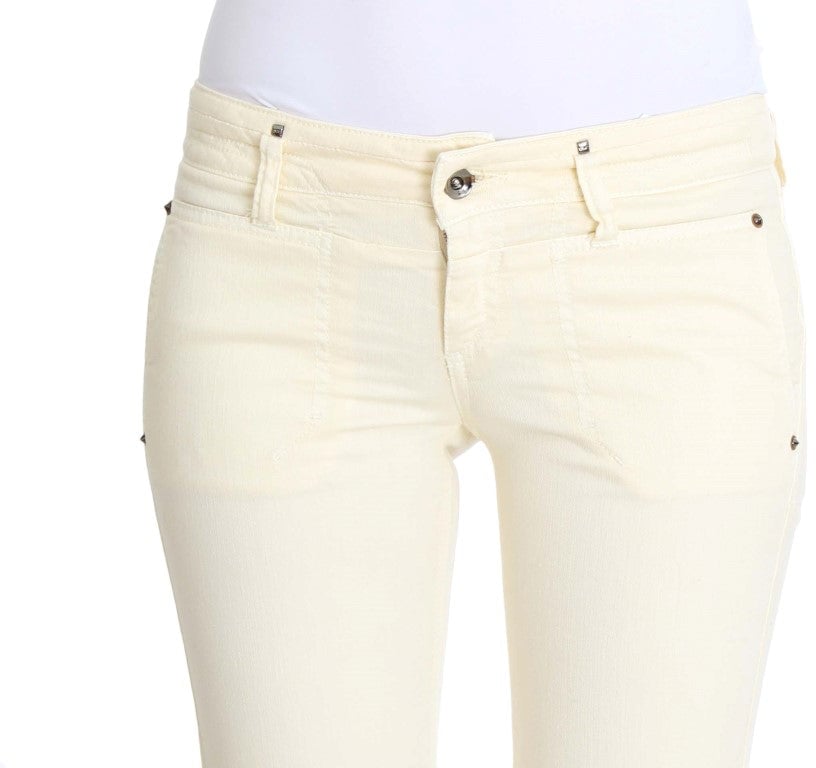 Costume National White Cotton Stretch Flare Jeans Wit