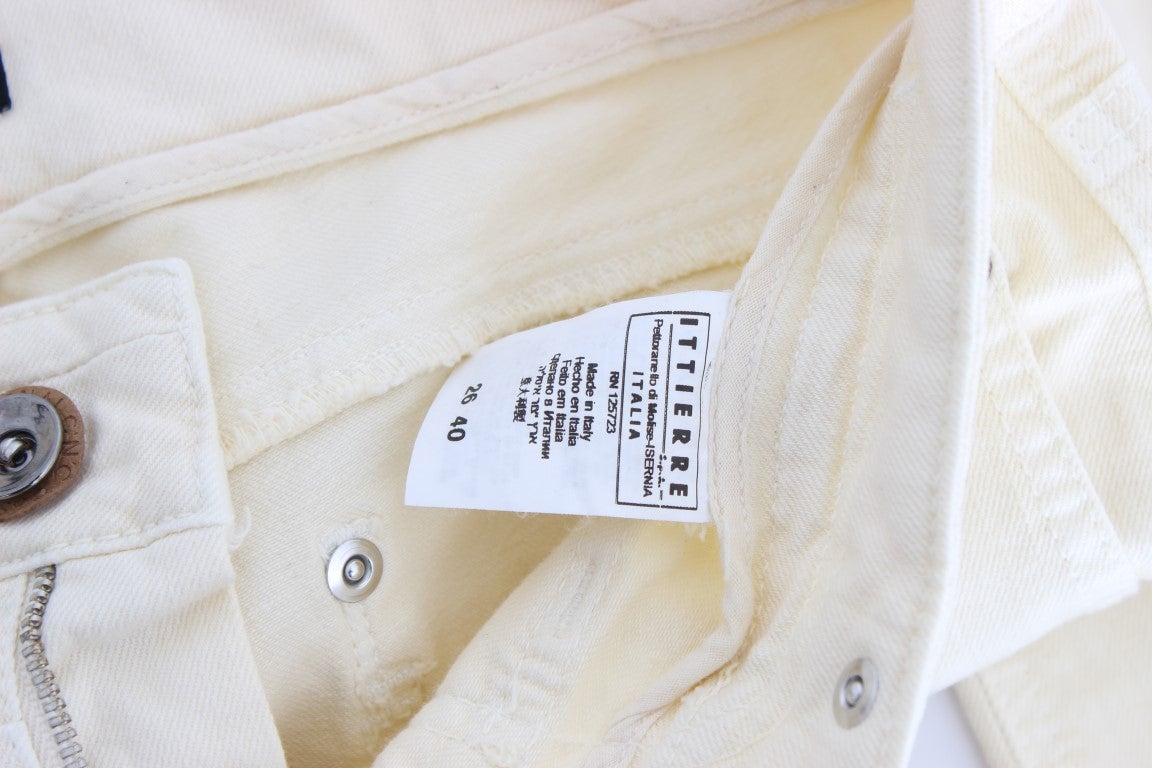 Costume National White Cotton Stretch Flare Jeans Wit