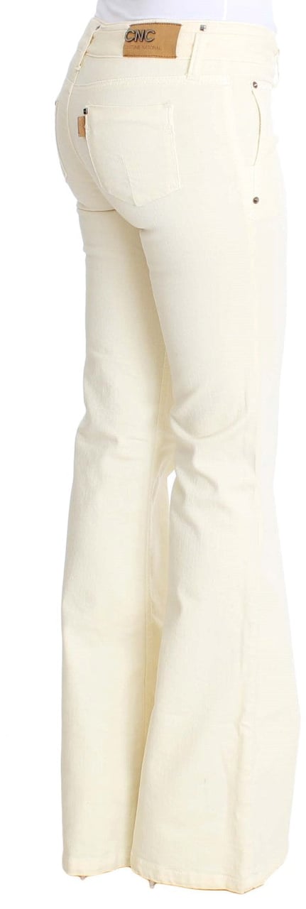 Costume National White Cotton Stretch Flare Jeans Wit