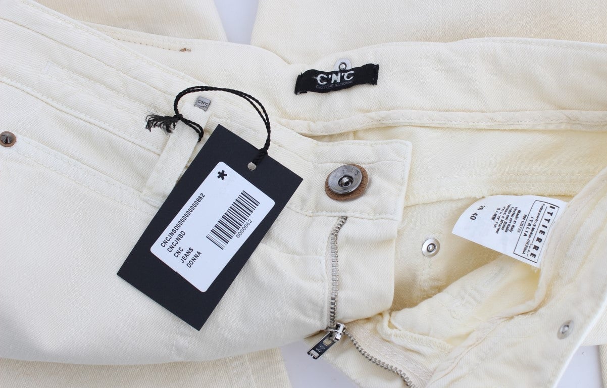 Costume National White Cotton Stretch Flare Jeans Wit