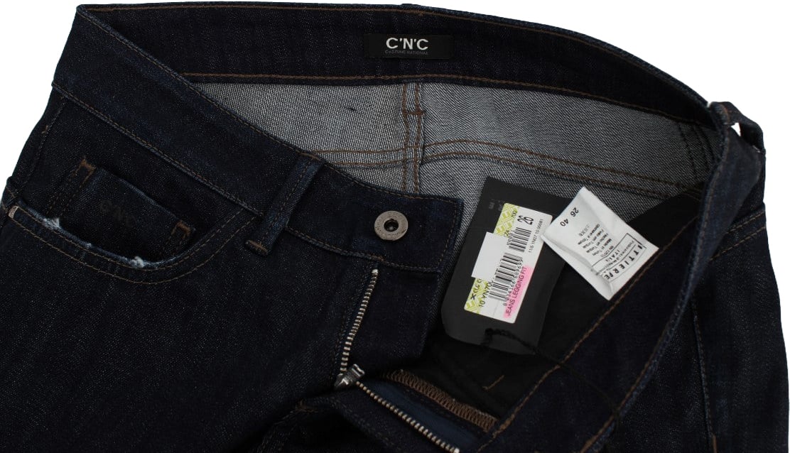 Costume National Blue Cotton Stretch Slim Fit Jeans Blauw