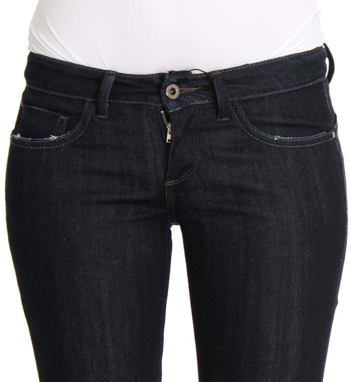 Costume National Blue Cotton Stretch Slim Fit Jeans Blauw