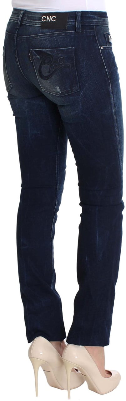 Costume National Blue Wash Cotton Slim Fit Skinny Jeans Blauw