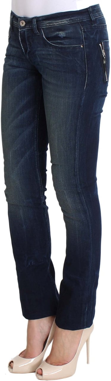 Costume National Blue Wash Cotton Slim Fit Skinny Jeans Blauw