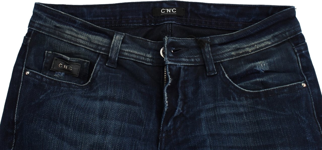 Costume National Blue Wash Cotton Slim Fit Skinny Jeans Blauw