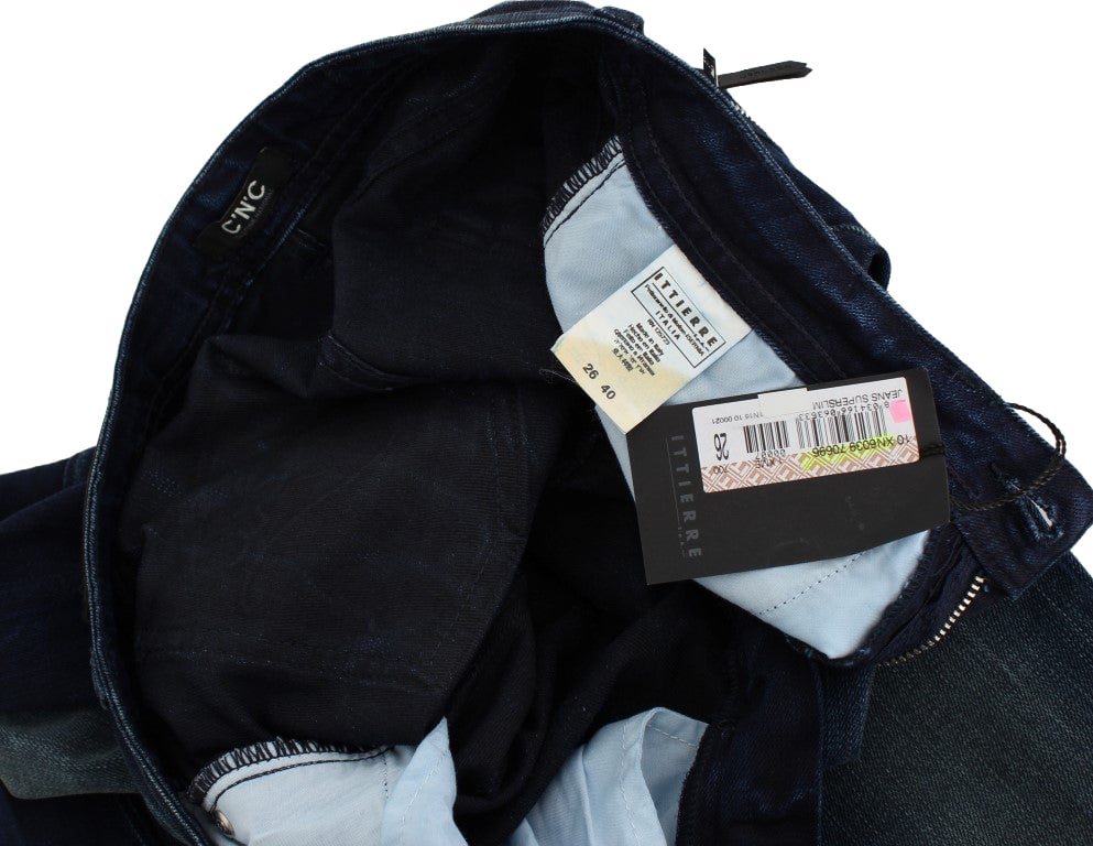 Costume National Blue Wash Cotton Slim Fit Skinny Jeans Blauw