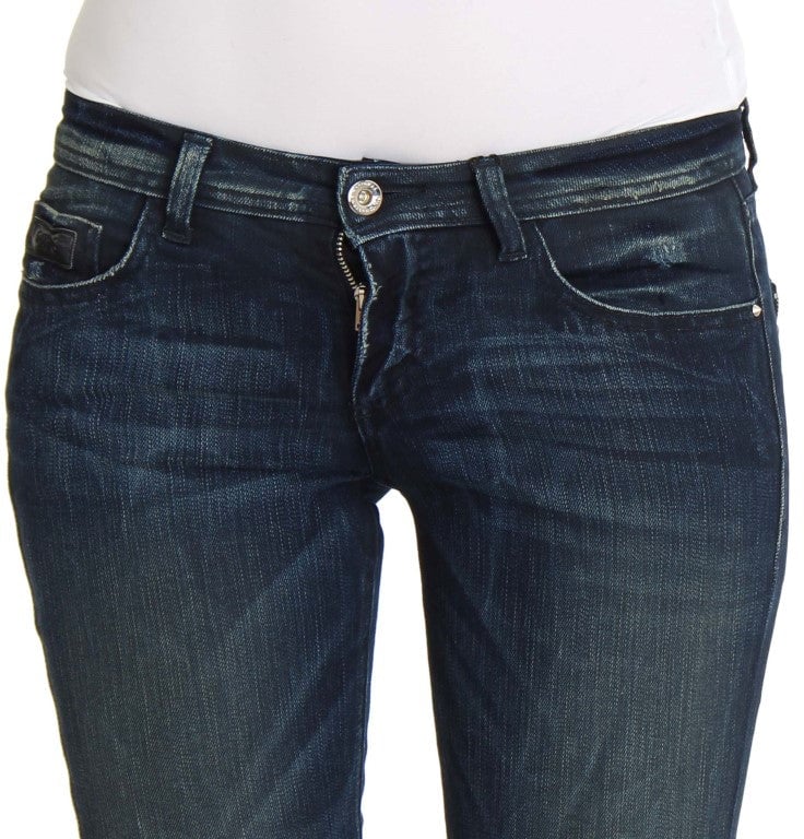 Costume National Blue Wash Cotton Slim Fit Skinny Jeans Blauw