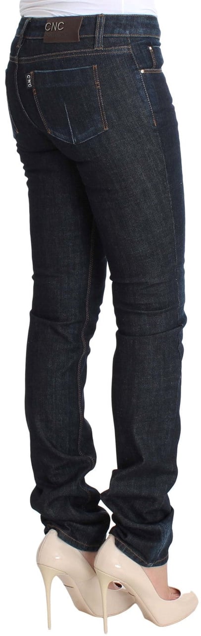 Costume National Blue Cotton Stretch Slim Fit Jeans Blauw