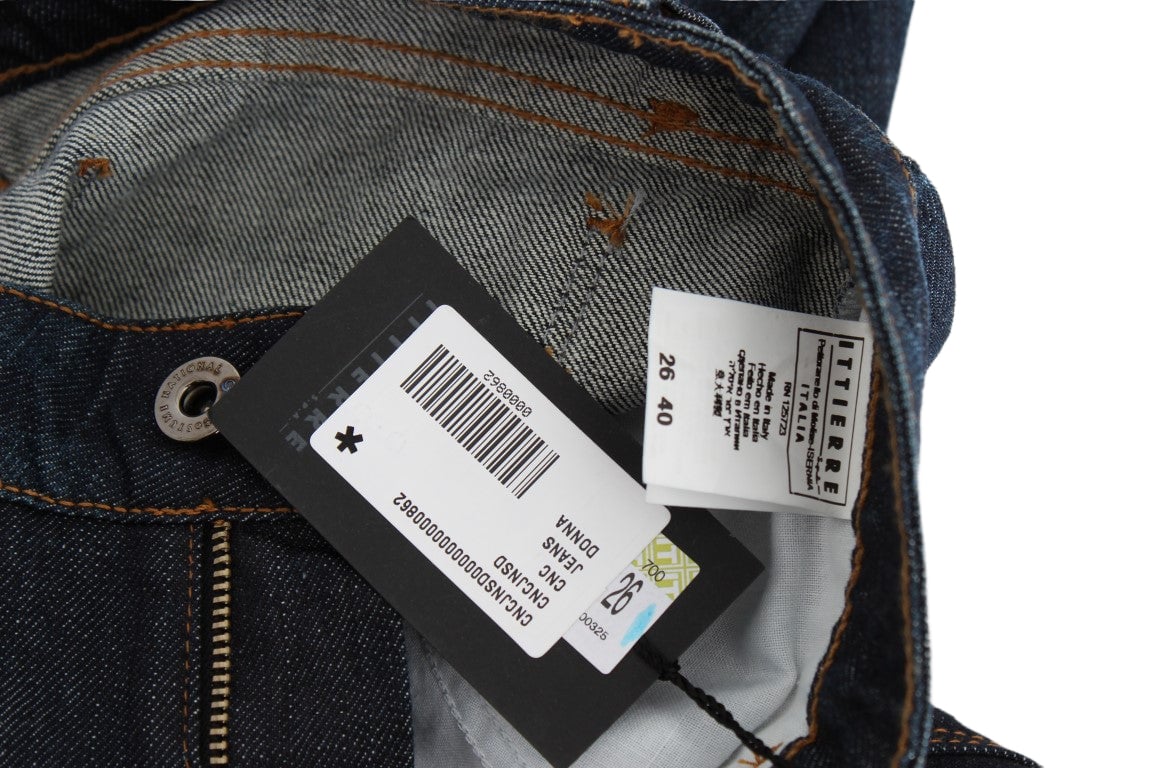Costume National Blue Cotton Stretch Slim Fit Jeans Blauw