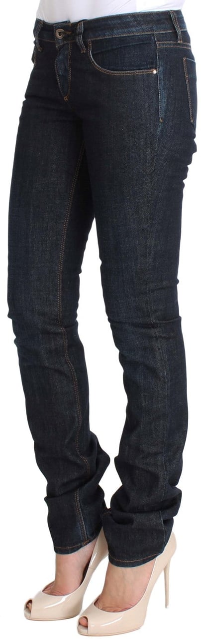 Costume National Blue Cotton Stretch Slim Fit Jeans Blauw
