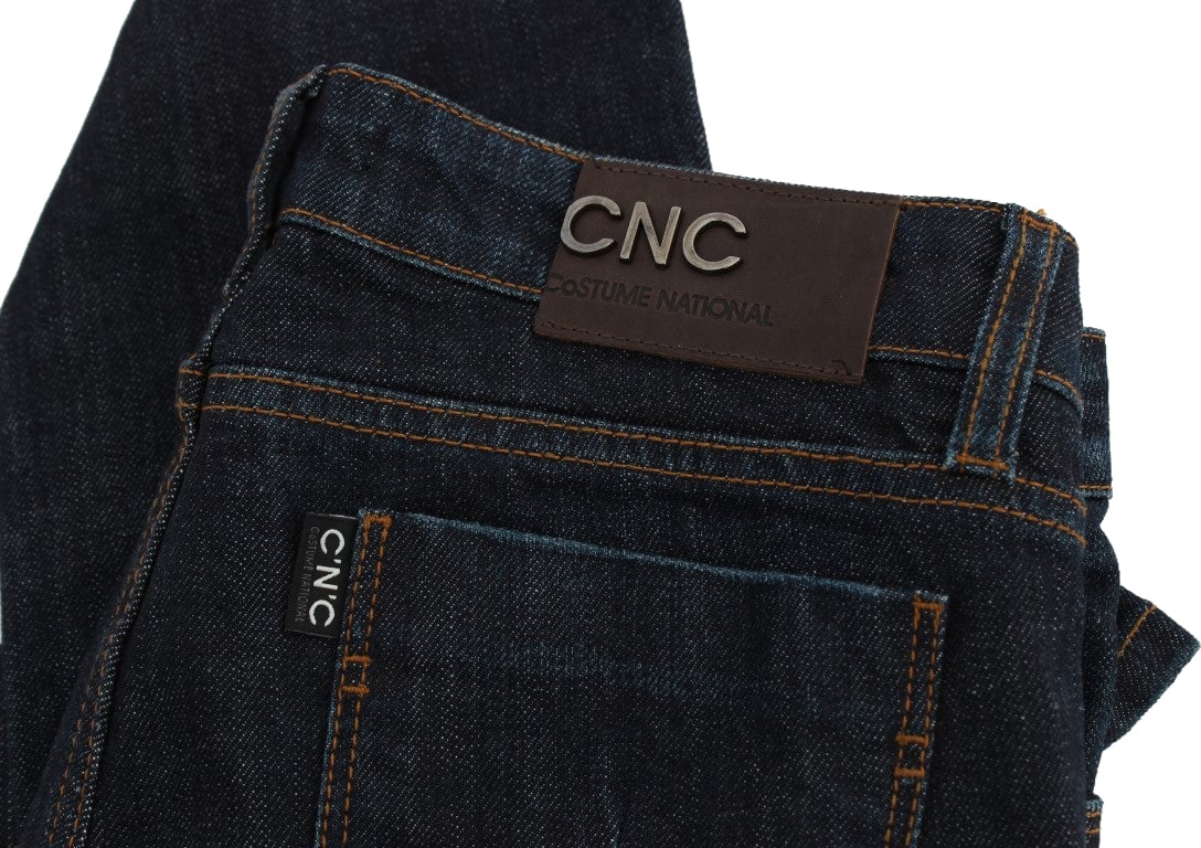 Costume National Blue Cotton Stretch Slim Fit Jeans Blauw