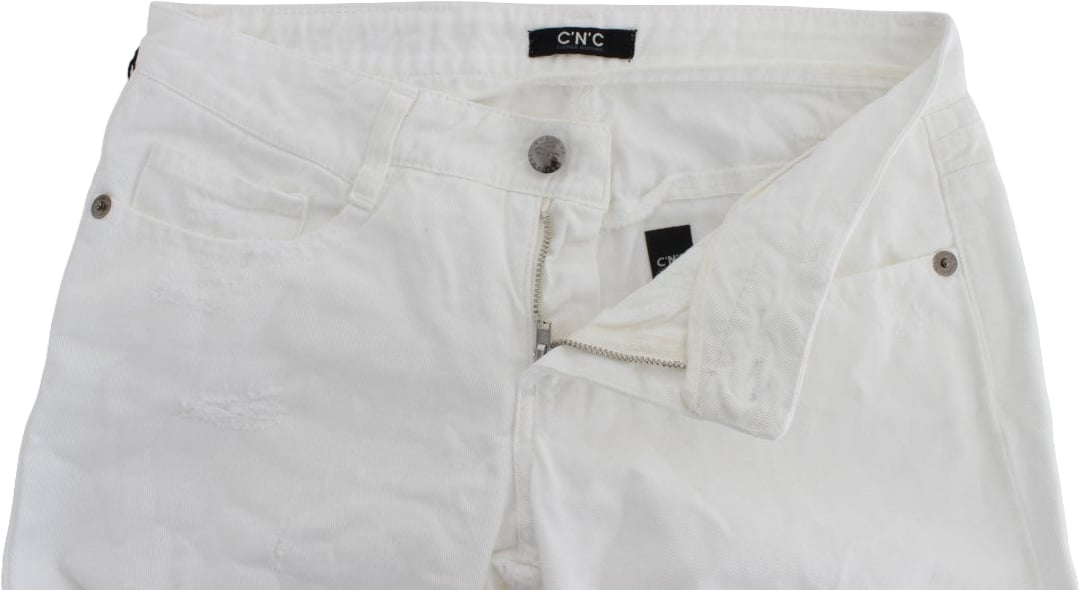 Costume National White Cotton Slim Fit Denim Bootcut Jeans Wit