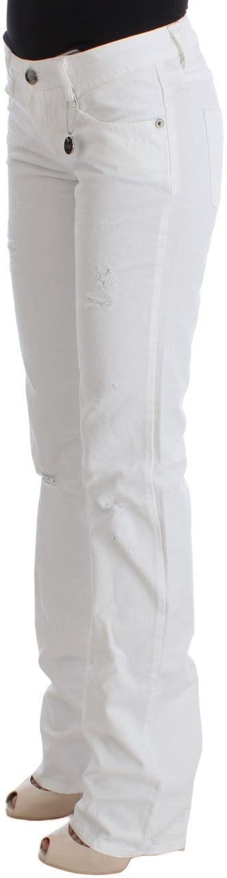 Costume National White Cotton Slim Fit Denim Bootcut Jeans Wit