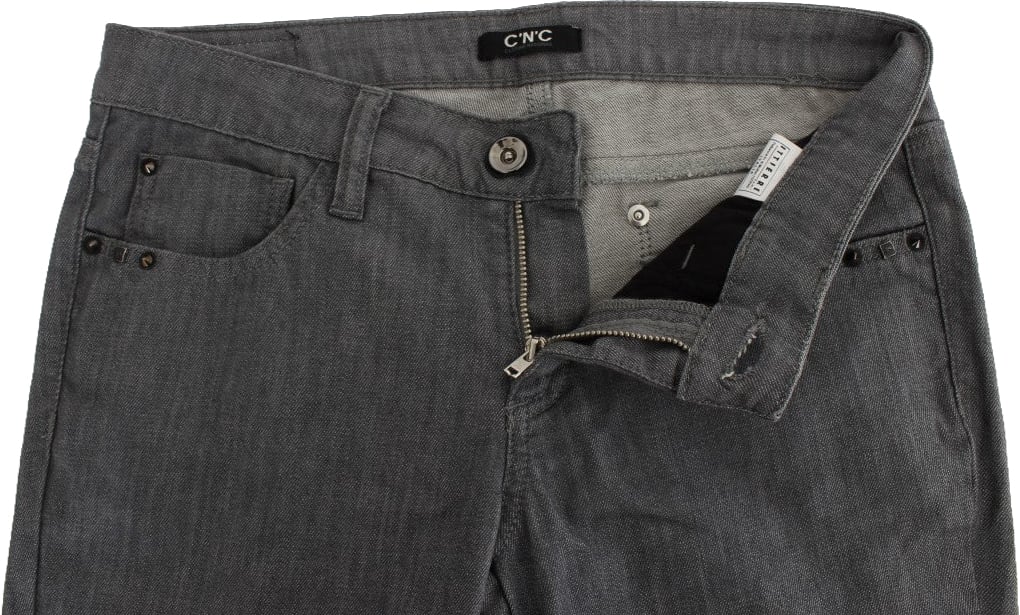 Costume National Gray Cotton Blend Slim Fit Jeans Grijs