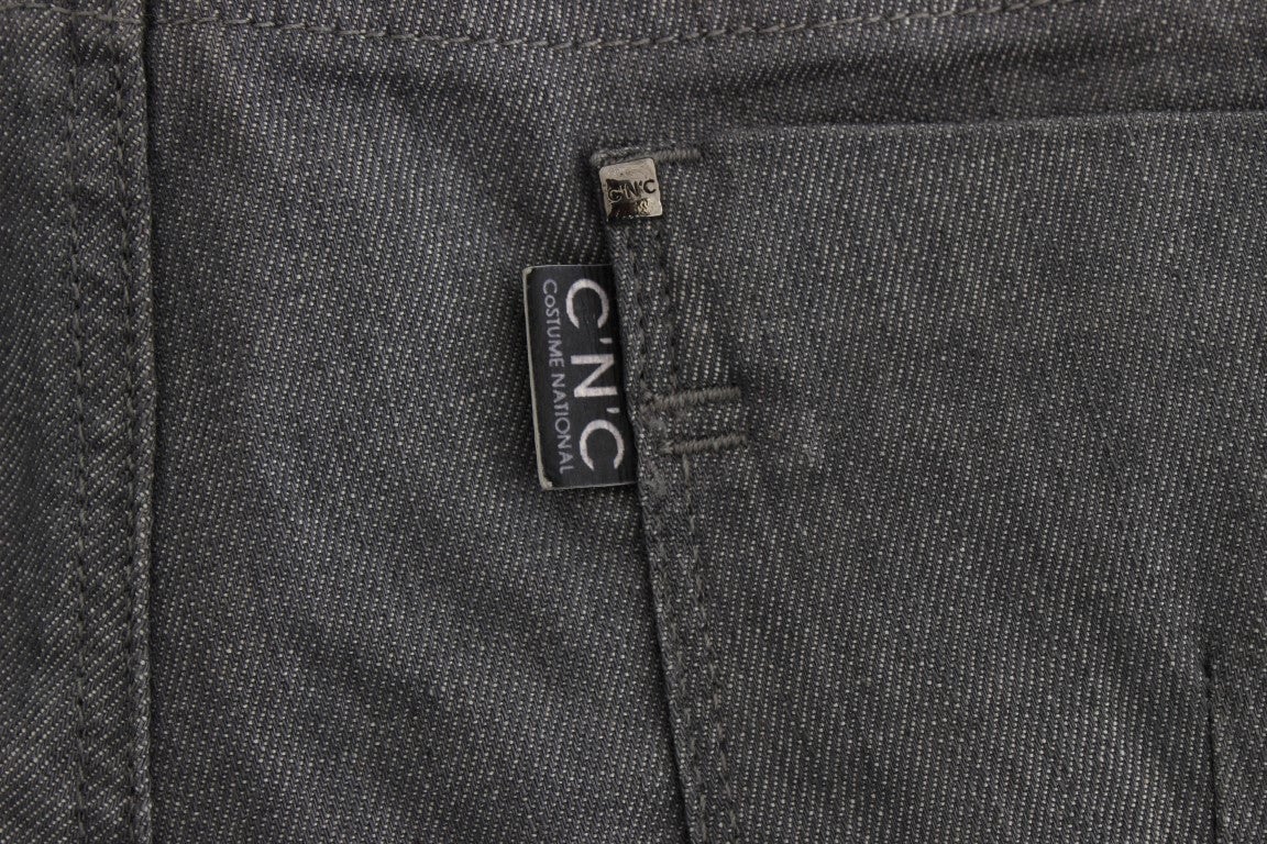 Costume National Gray Cotton Blend Slim Fit Jeans Grijs