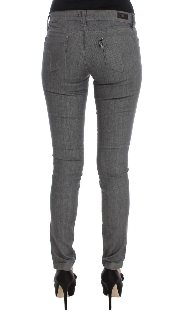 Costume National Gray Cotton Blend Slim Fit Jeans Grijs