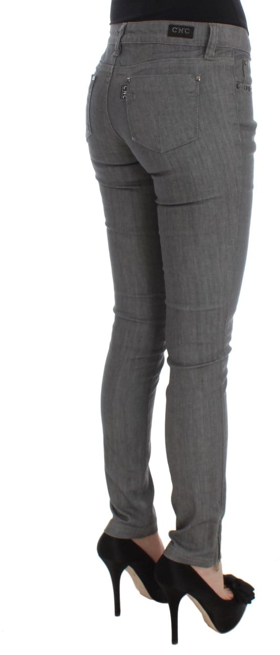 Costume National Gray Cotton Blend Slim Fit Jeans Grijs