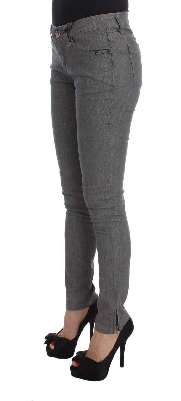 Costume National Gray Cotton Blend Slim Fit Jeans Grijs