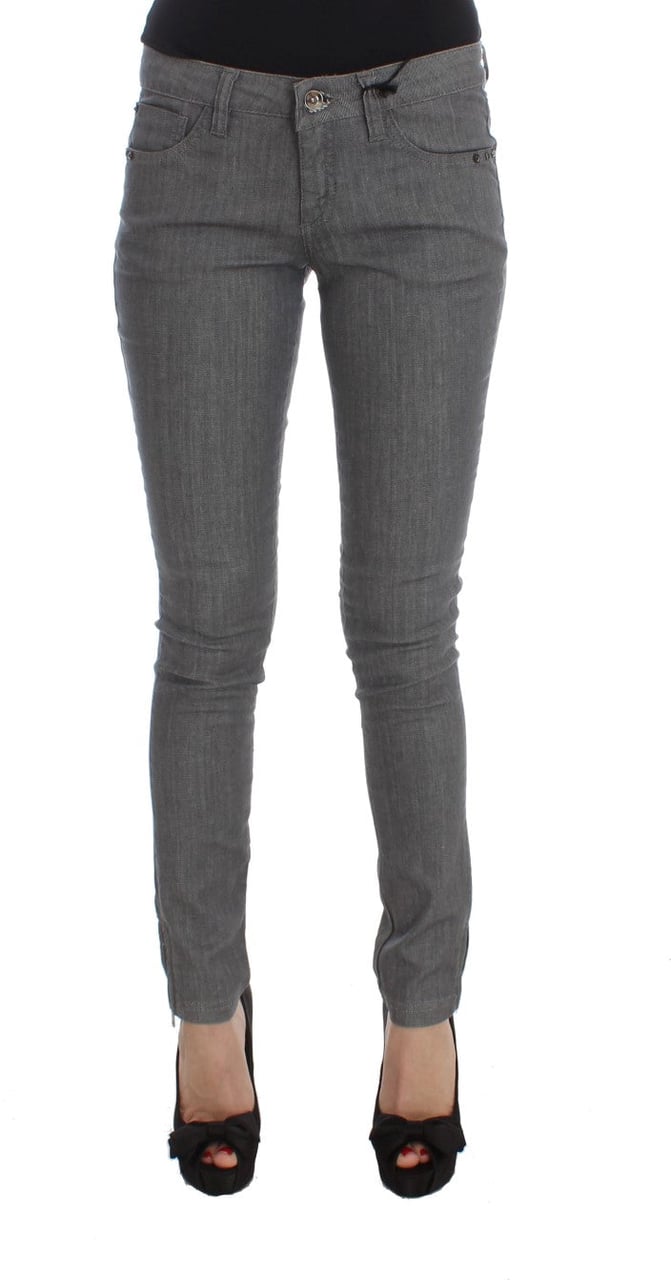 Costume National Gray Cotton Blend Slim Fit Jeans Grijs