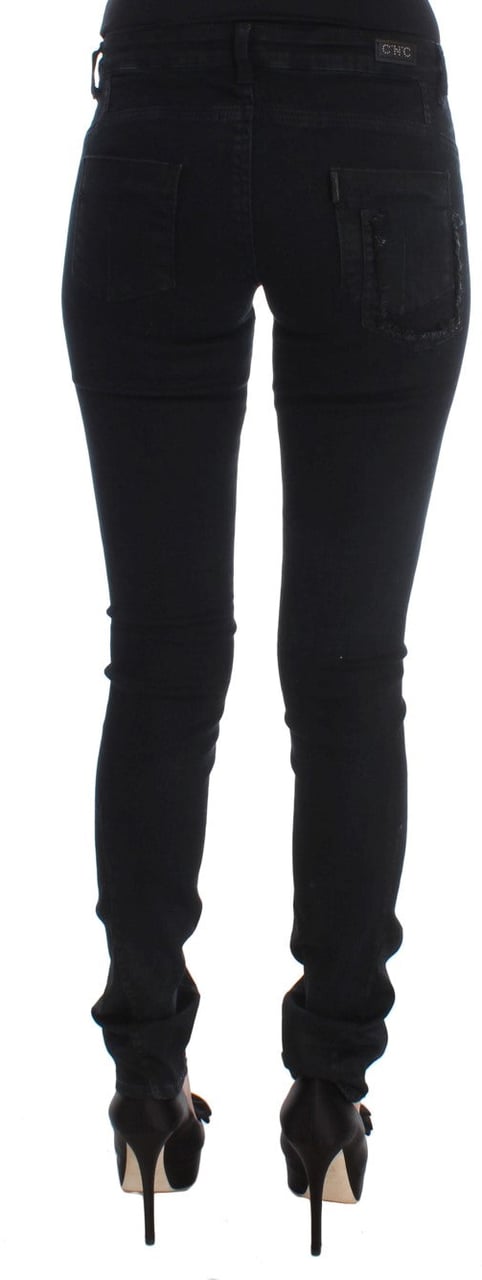 Costume National Black Cotton Slim Fit Denim Jeans Zwart