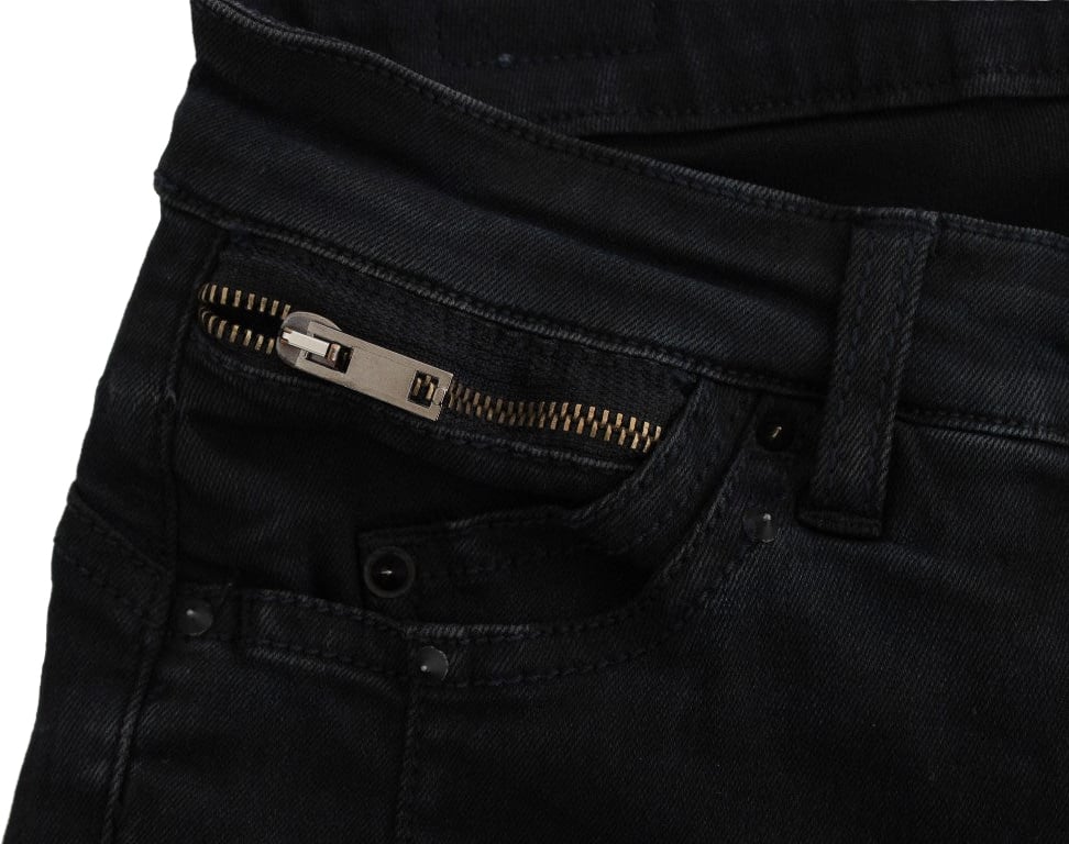 Costume National Black Cotton Slim Fit Denim Jeans Zwart