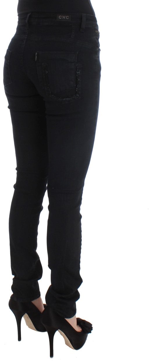 Costume National Black Cotton Slim Fit Denim Jeans Zwart