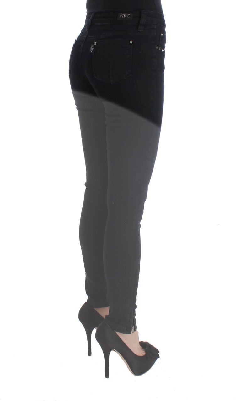 Costume National Black Cotton Slim Fit Denim Jeans Zwart