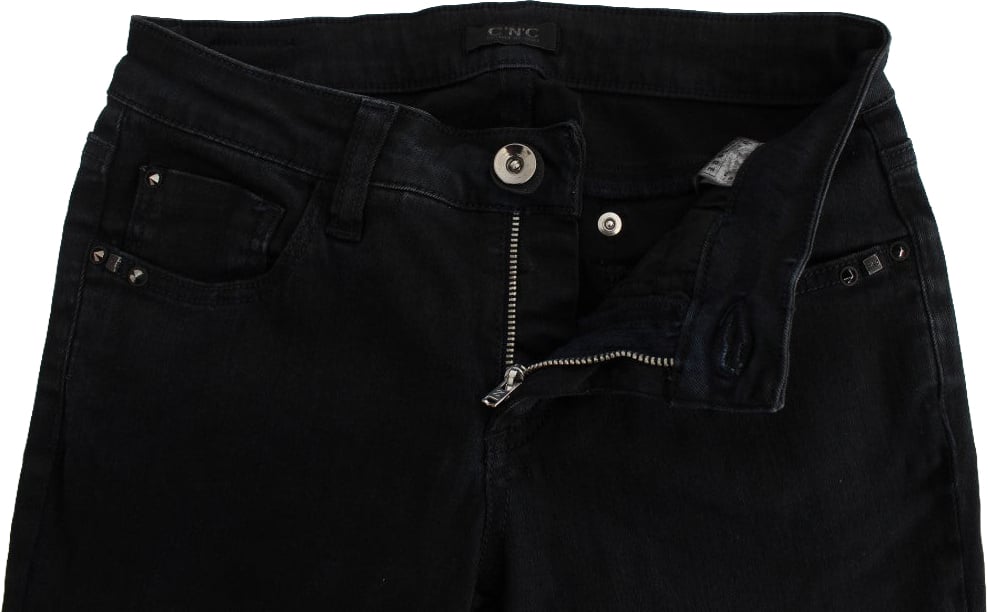 Costume National Black Cotton Slim Fit Denim Jeans Zwart