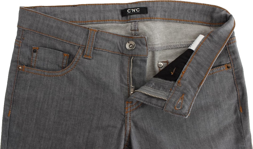 Costume National Gray Cotton Regular Fit Denim Jeans Grijs