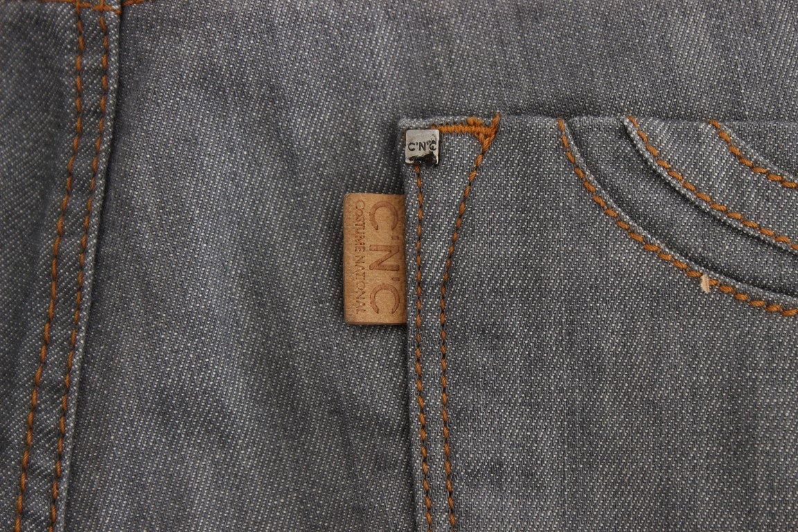 Costume National Gray Cotton Regular Fit Denim Jeans Grijs