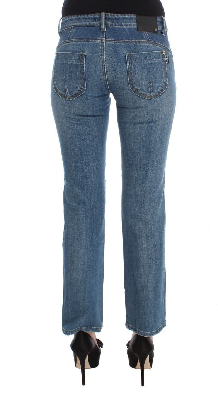 Costume National Blue Cotton Slim Fit Cropped Jeans Blauw
