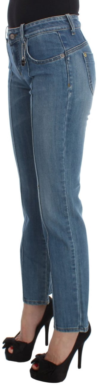 Costume National Blue Cotton Slim Fit Cropped Jeans Blauw