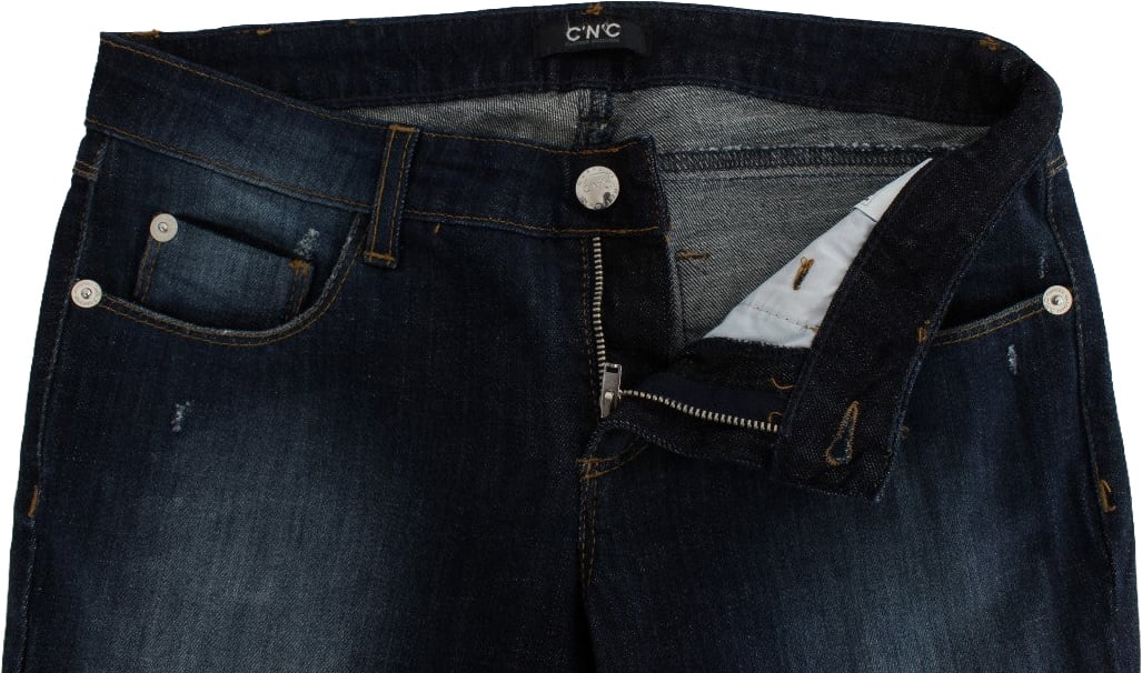 Costume National Blue Cotton Slim Fit Bootcut Jeans Blauw