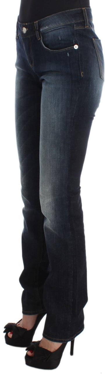 Costume National Blue Cotton Slim Fit Bootcut Jeans Blauw