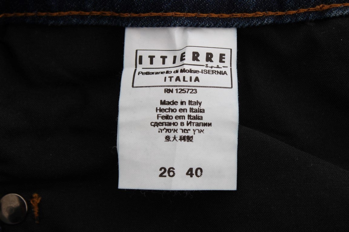 Costume National Blue Cotton Blend Bootcut Jeans Blauw