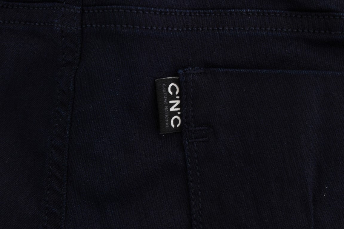 Costume National Blue Cotton Blend Slim Fit Jeans Blauw