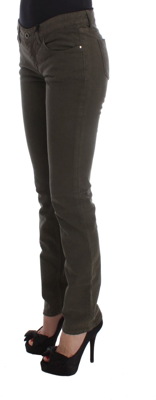 Costume National Green Cotton Blend Slim Fit Jeans Groen