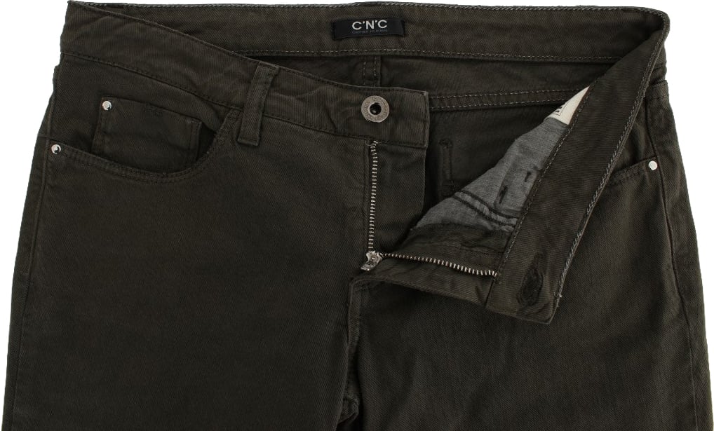Costume National Green Cotton Blend Slim Fit Jeans Groen