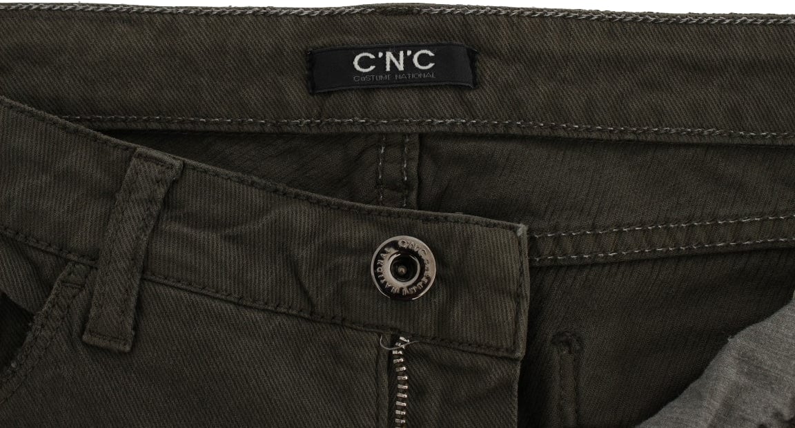 Costume National Green Cotton Blend Slim Fit Jeans Groen