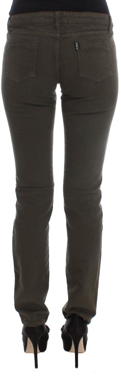 Costume National Green Cotton Blend Slim Fit Jeans Groen