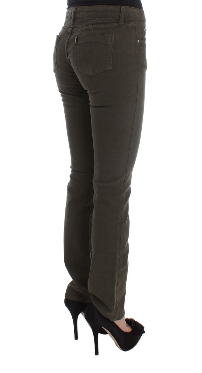 Costume National Green Cotton Blend Slim Fit Jeans Groen