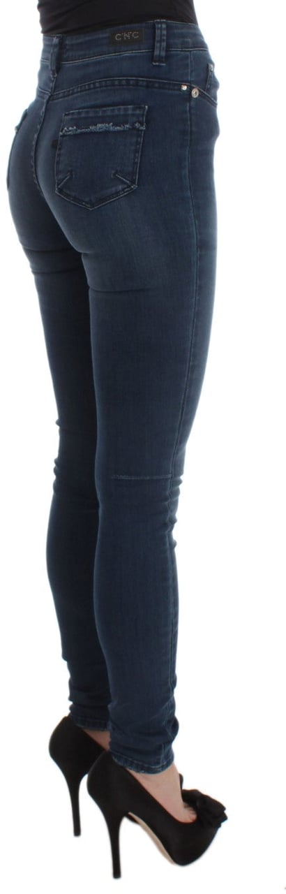 Costume National Blue Cotton Blend Slim Fit Jeans Blauw