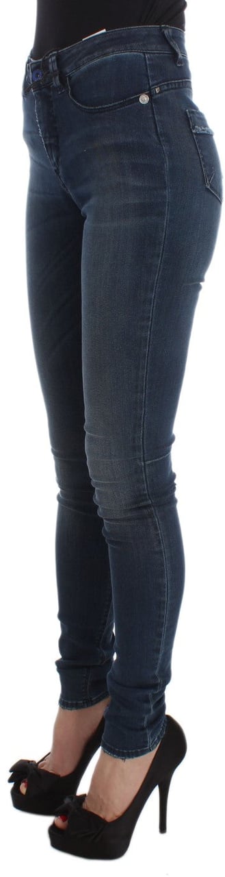 Costume National Blue Cotton Blend Slim Fit Jeans Blauw