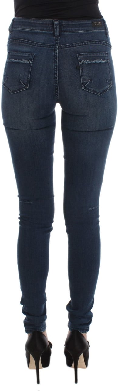 Costume National Blue Cotton Blend Slim Fit Jeans Blauw